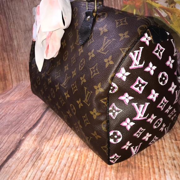 Vintage Custom LOUIS VUITTON Monogram Keepall Bandouliere 45 SPENCER HIBERT  Serpent Hand Painted Travel Duffel Bag VI 883